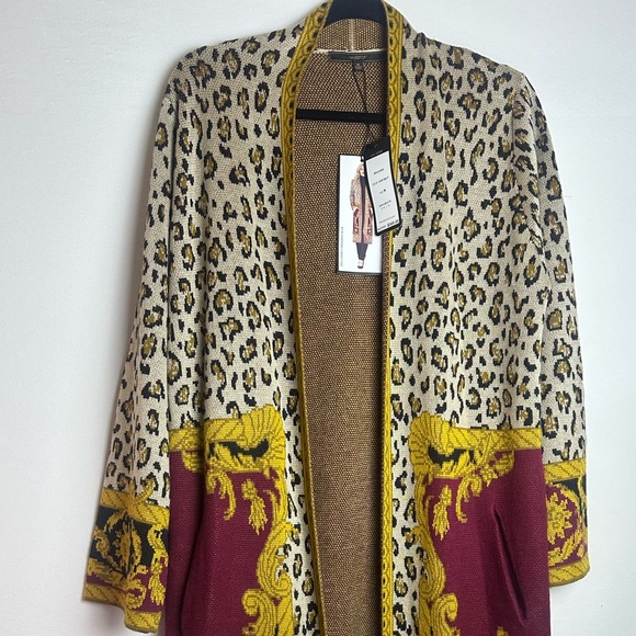 ❗️ NEW Max Sport $368 Maxi Duster Knit Cardigan Fall Colors Size Medium - Picture 2 of 12
